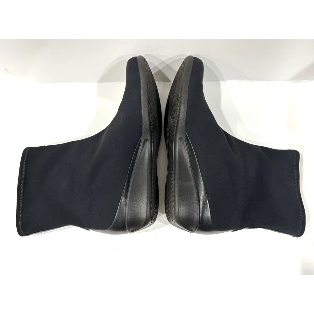 ECCO Women's Black Gore-Tex Stretch Ankle Boots EU 41 Low Wedge Slip-On